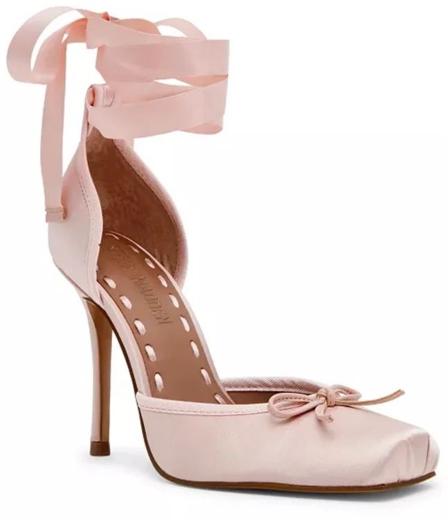 Steve Madden Larina Lace-Up High-Heel Ballet Pumps