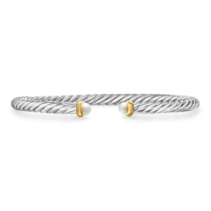David Yurman — Cable Flex Bracelet in Sterling Silver with 14K Yellow Gold, 4mm