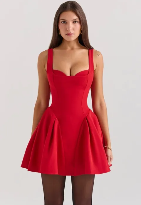 Holly red crepe mini dress