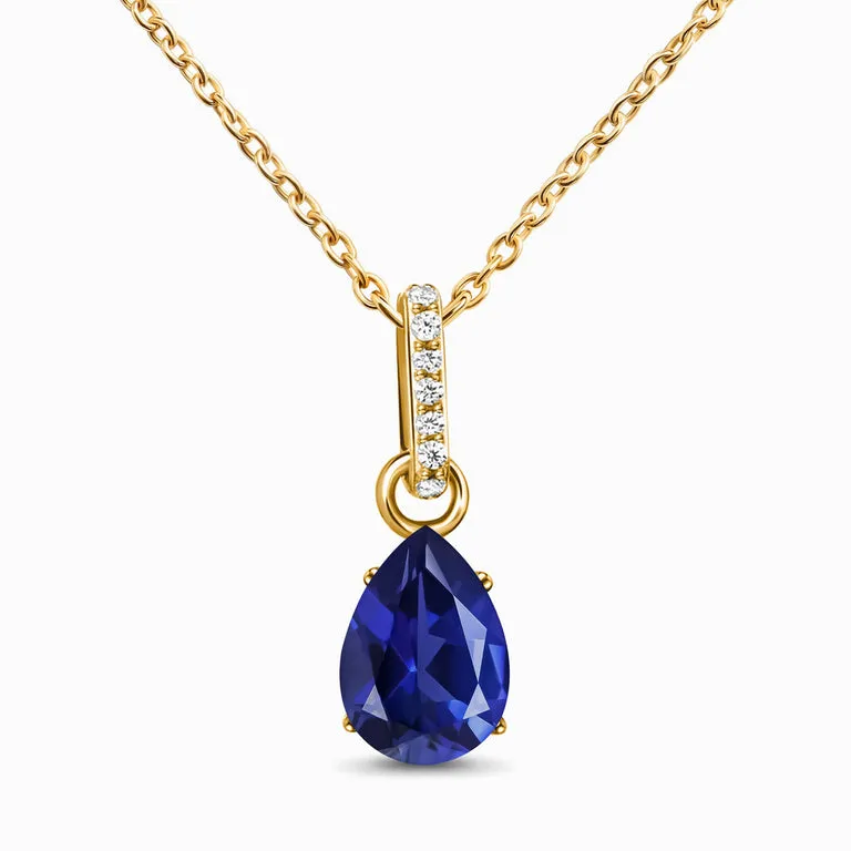 Fine Blue Sapphire Lab Diamond Necklace Sway