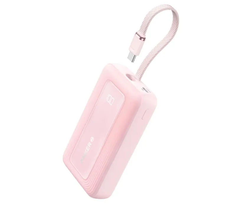 Anker Zolo Power Bank, 20,000mAh 30W High-Speed Portable Charger with Built-In USB-C Cable, Battery Pack for iPhone 17/17 Air/17 Pro/17 Pro Max/16 Series, Galaxy, iPad, and More (Pink, 20000mAh) | High-Speed Charging for iPhone 17 / 16 / 15 Series, Galaxy, and More : Amazon.ie: Electronics