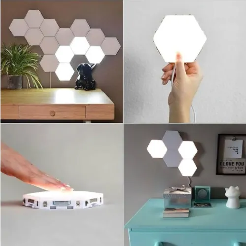 Lot de 6 lampes hexagonales LED, modulaire