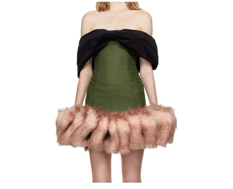 BOW LODEN ACCORDEON DRESS — Laura Andraschko