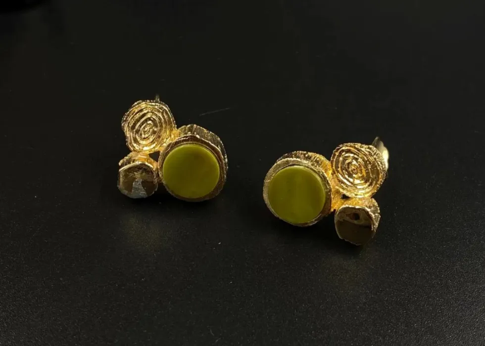 Ear Clips 1972 Grossé Germany, Gift for Grossé Collectors, Ear Clips With Green Stones for Women in Gold, Earrings Without Pierced Ears - Etsy.de