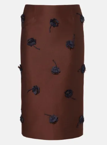 Shushu/Tong - Floral-appliqué midi skirt