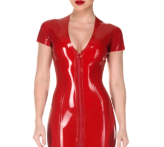 Red latex dress