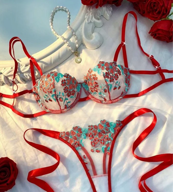 Blue & Red Lingerie Set