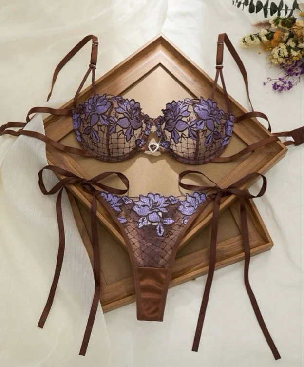 Purple Brown Sheer Lingerie 