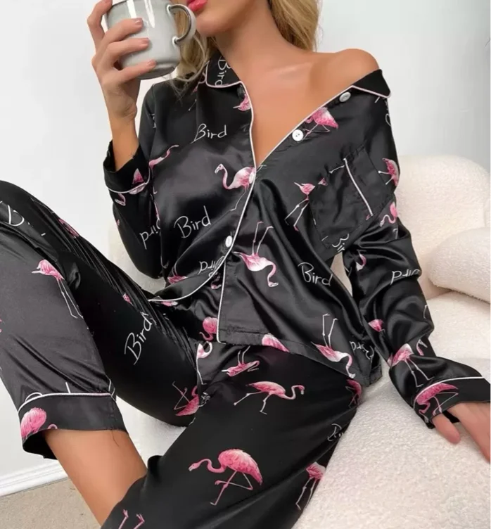 Flamingo Satin Pj Set