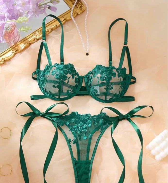 Green Mesh Lingerie 
