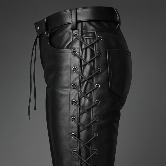 Side laced leather pants 