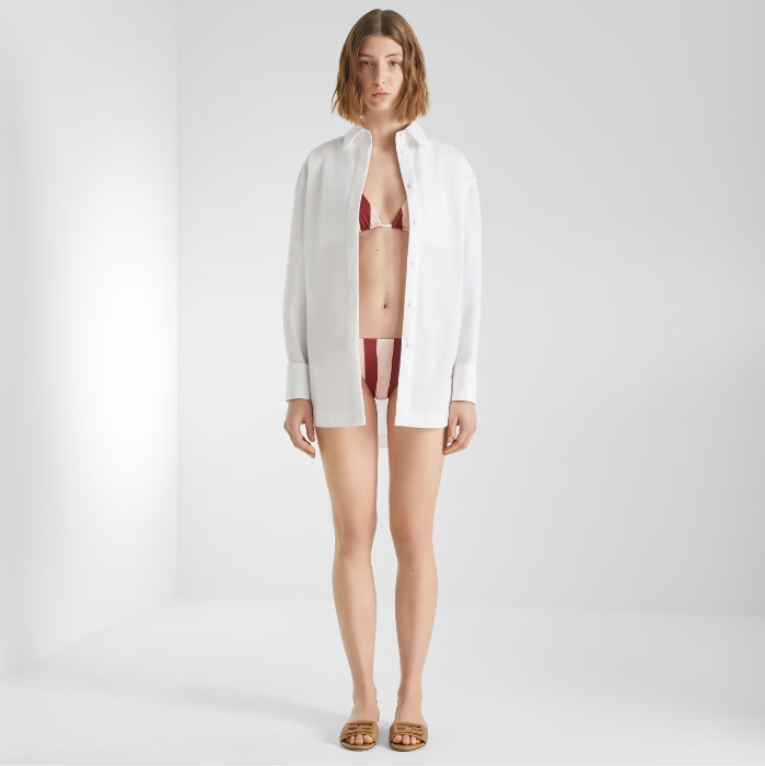 FENDI Red and pink Pequin Lycra® triangle bikini set