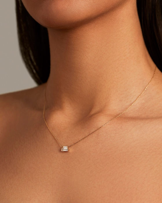 14K Stacked Baguette Diamond Necklace | Default Title