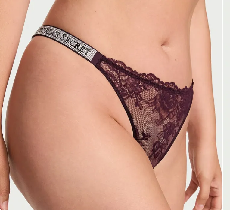 Shine Strap Lace Thong Panty