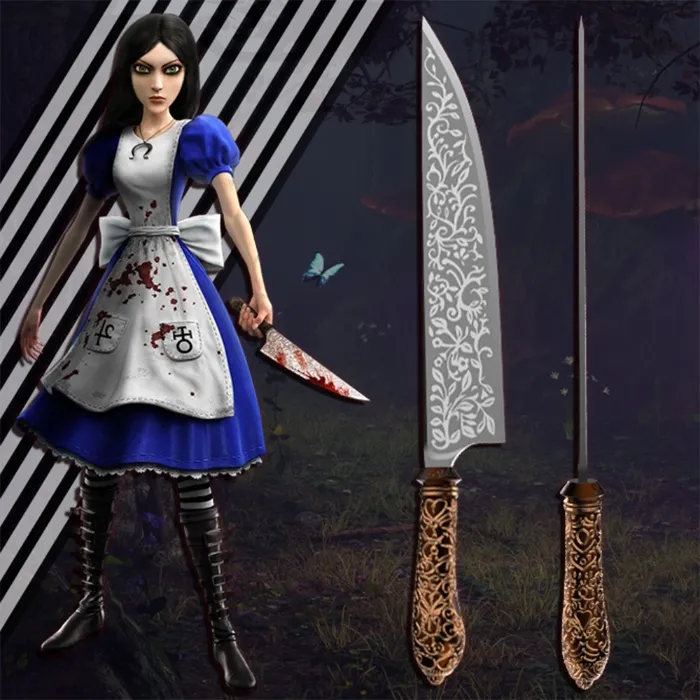 Alice Madness - Stainless Steel Pre-paly Knife, Role Play Knife, Costume Accessory for Gamers, Fans & Collectors