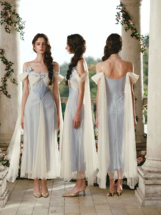 Lace Made Blue Iris Bird Corset Dress 