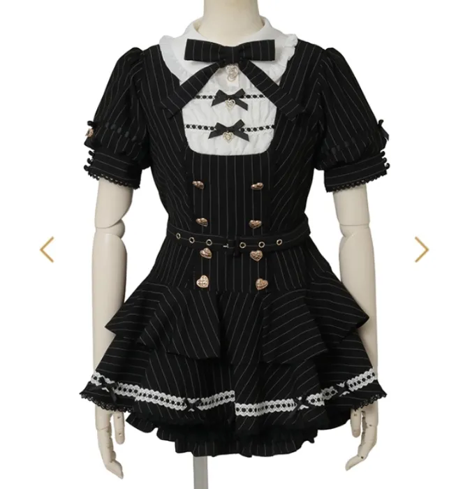 Liz Lisa ｜ Pinstripe 2-Way Set-Up Black