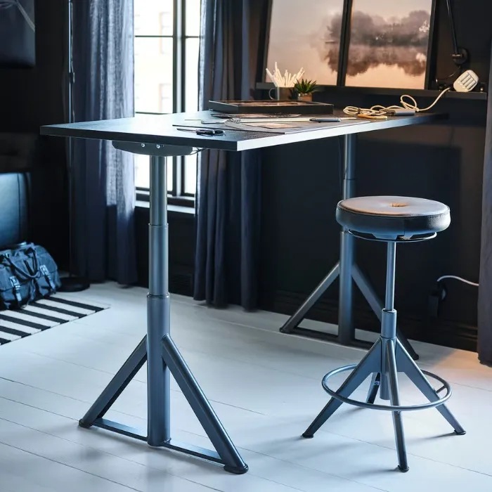 MITTZON Desk sit/stand - electric black stained ash veneer/black 120x60 cm (47 1/4x23 5/8 ")