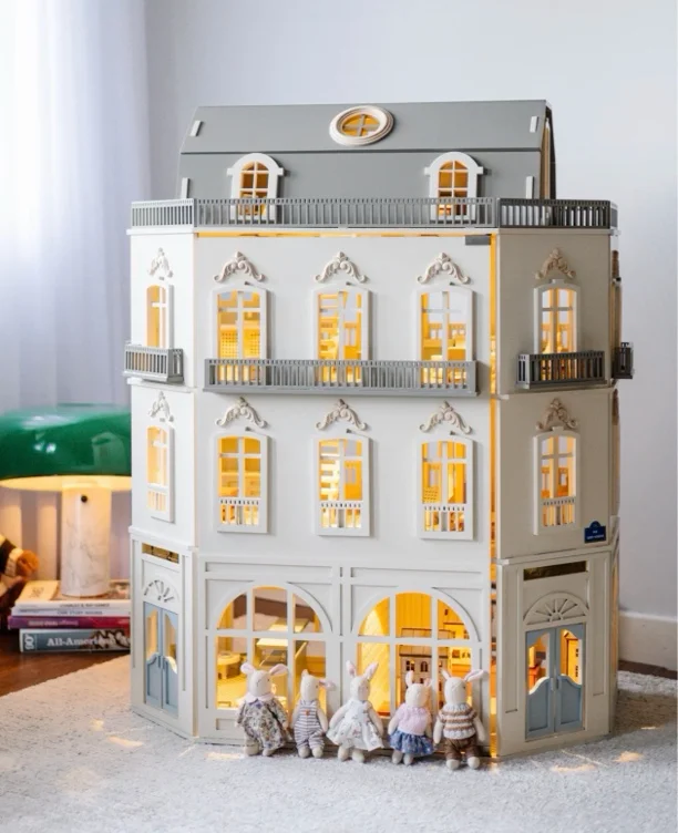 House  of  Paris  Luxury  Dollhouse  – A Tale of Parisian Magic - With LED Lighting & Bellevue Family