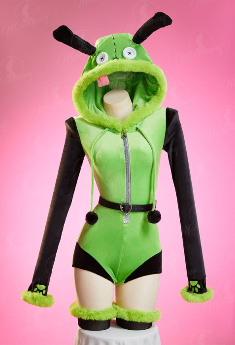 GIR Derivative Cosplay Plush Homewear Green and Black Dog Romper with Belt and Socks