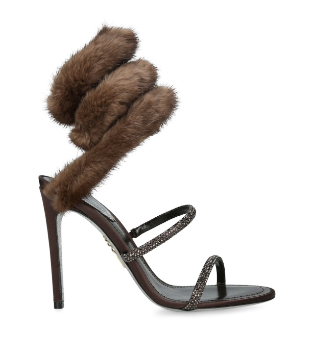 RENÉ CAOVILLA Fur-Trim Cleo Sandals 105
