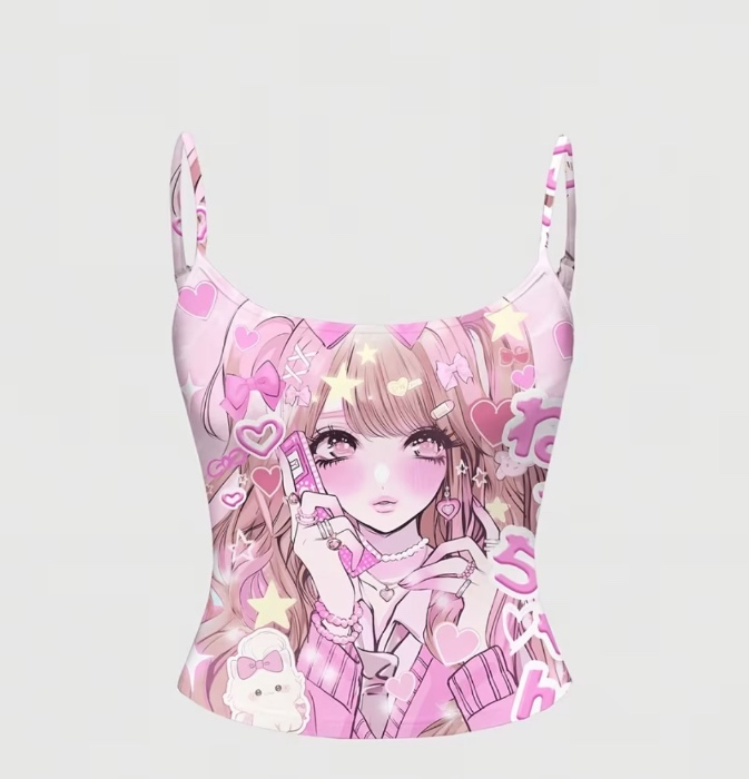 anime print spaghetti strap tank top | Temu Saudi Arabia