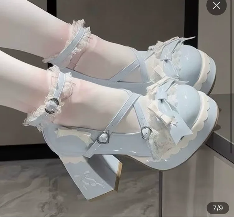Baby Blue chunky heels