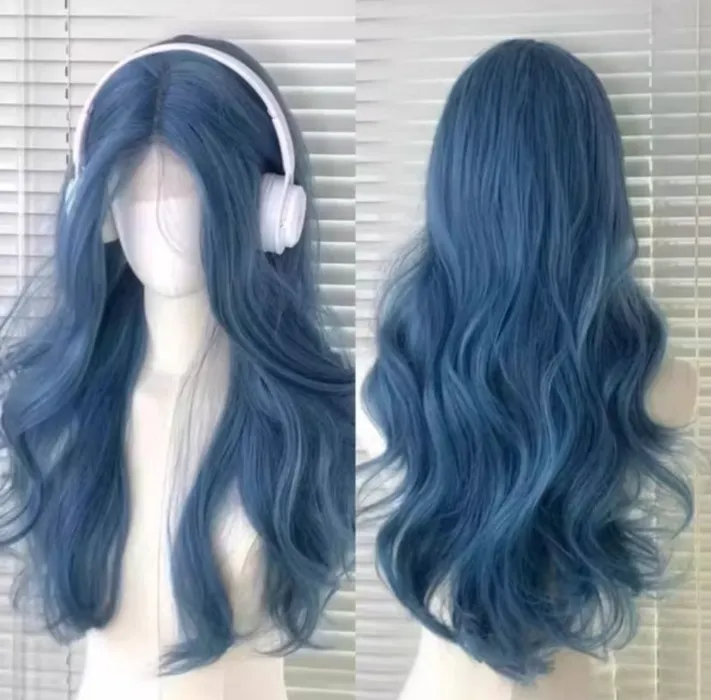long blue wig
