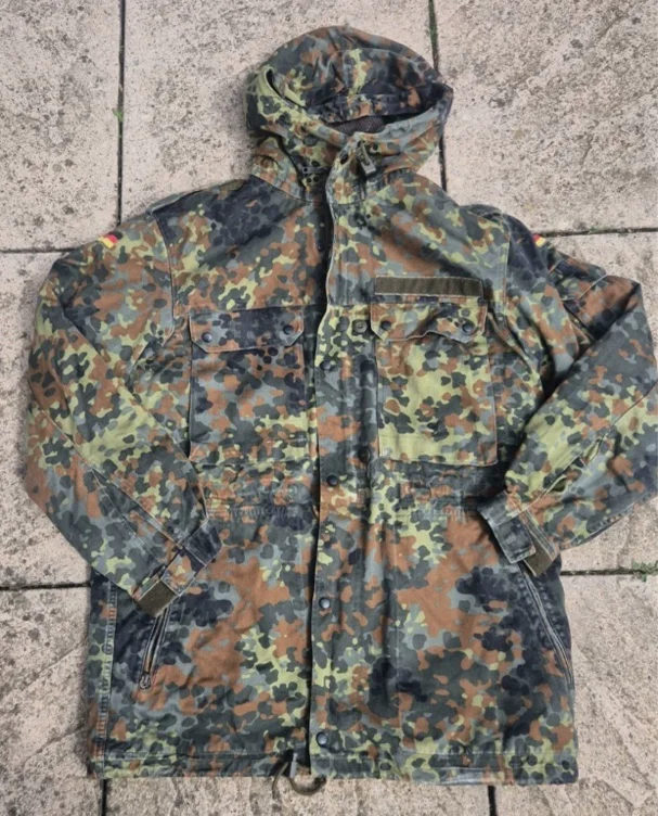 Genuine German Parka Army Hooded Jacket Field Flecktarn +LINER  165-175/100 Gr 3