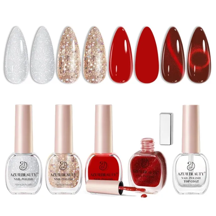 Holographic Nail Polish Offering- Red, Gold, & White