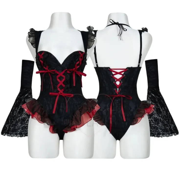 Moeflavor vampire bodysuit + jabot collar