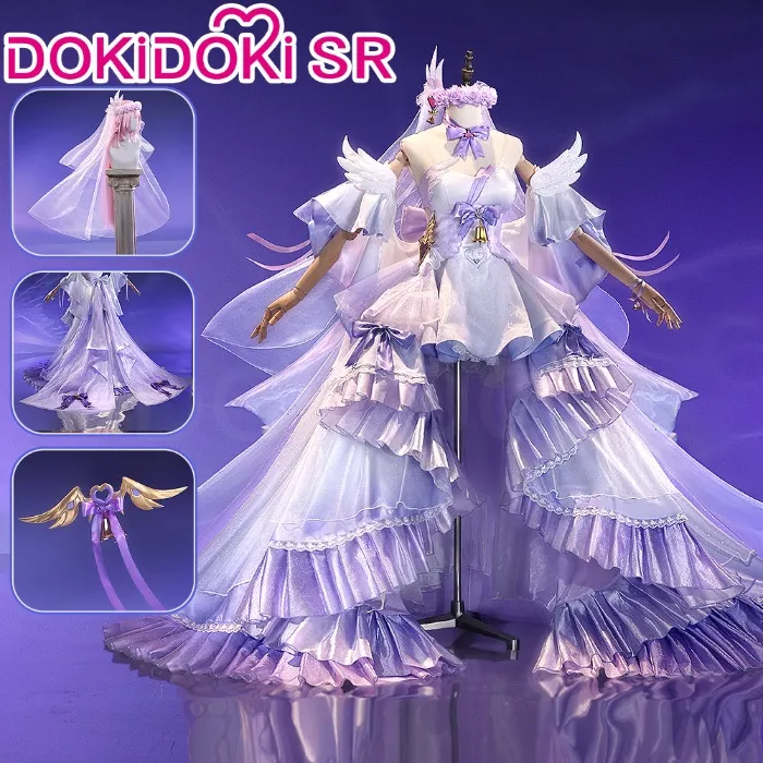 【Partially Ready For Ship】DokiDoki-SR Game Honkai Impact 3rd  Cosplay Elysia Costume Purple Dress Elegy of the Flower Doujin | Costume Only-S-Ready For Ship