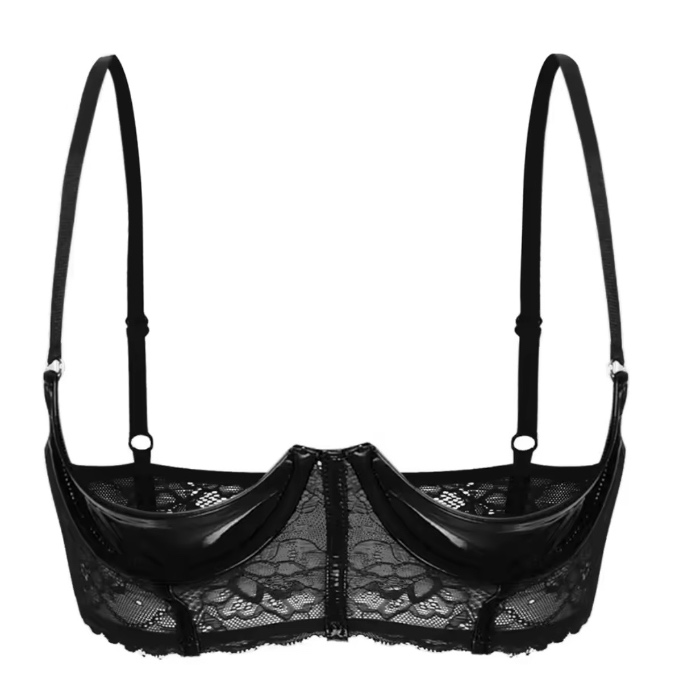 Pu leather underbust bra