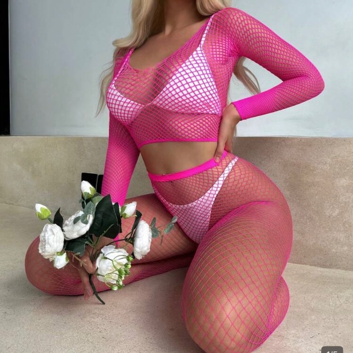 Pink fishnet set