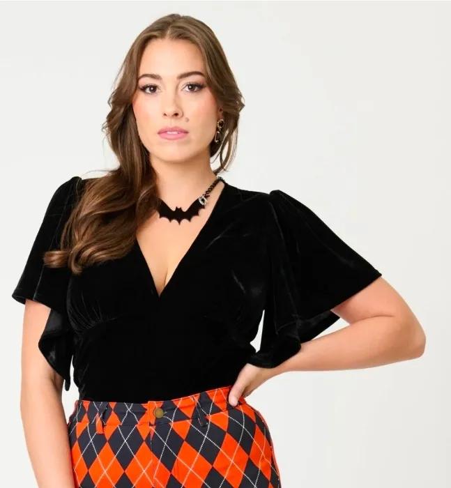 Velvet Flutter Sleeve Top