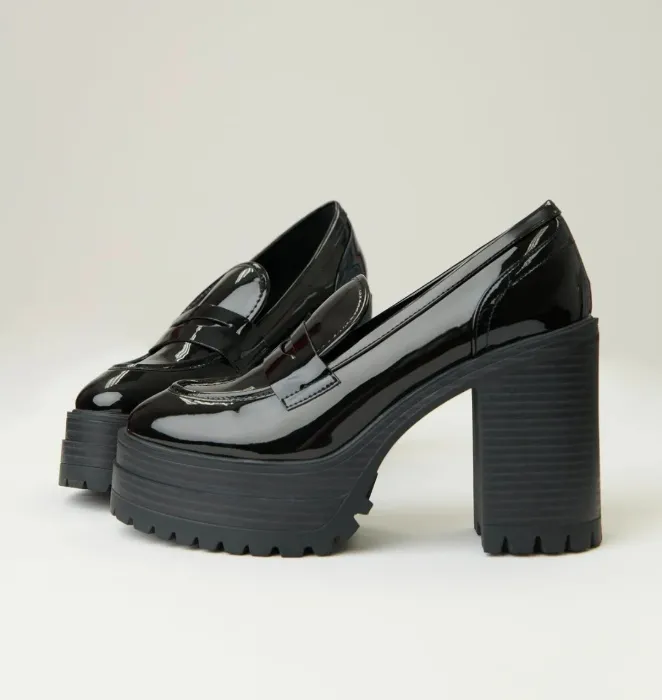 Black Patent Platform Loafers