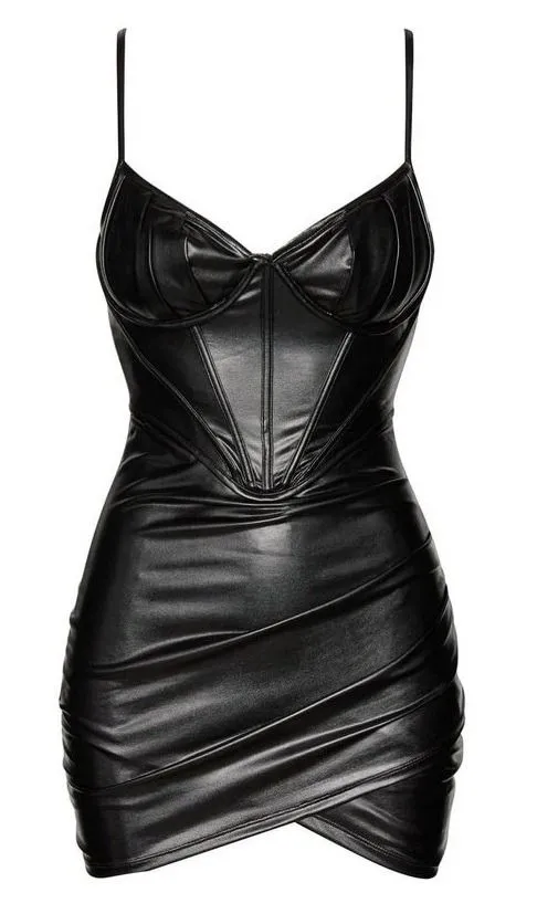 🫰Black Leather Mini dress 🖤