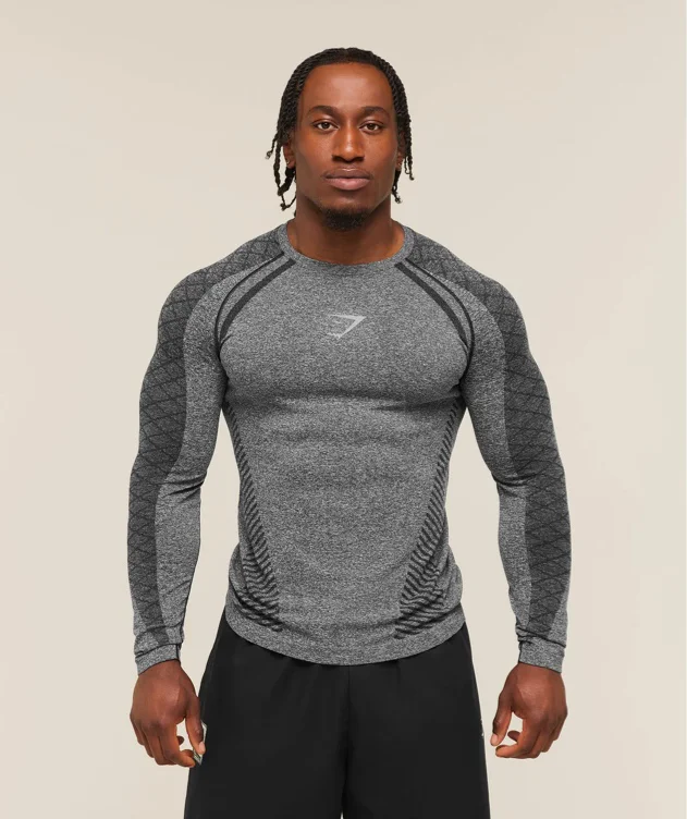 Gymshark Devant Seamless Long Sleeve T-Shirt - Black