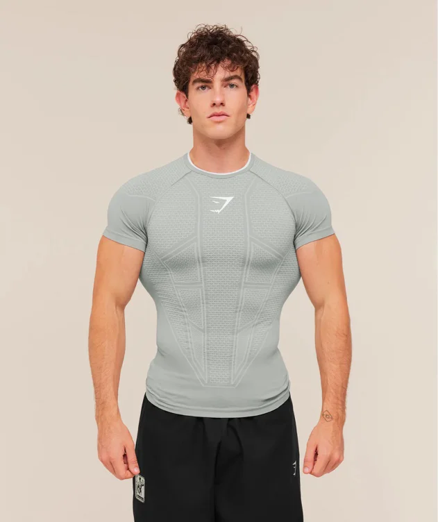 Gymshark Onyx V1 T-Shirt - Smokey Grey/Light Grey/White