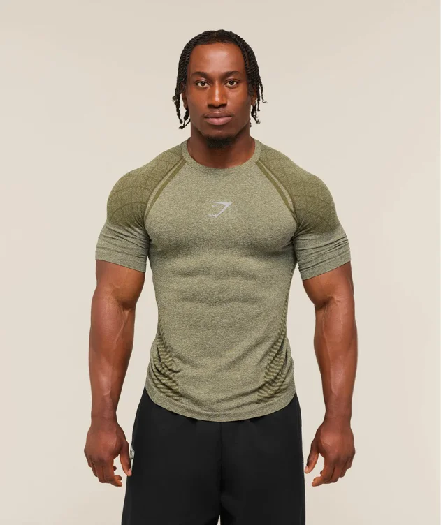 Gymshark Devant Seamless T-Shirt - Canvas Green