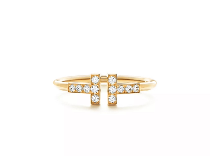 Tiffany T Diamond Wire Ring in Yellow Gold