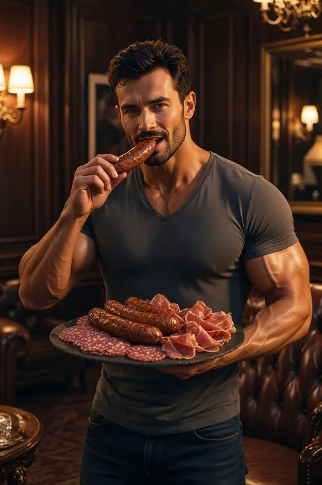Put some preserved meat into my mouth