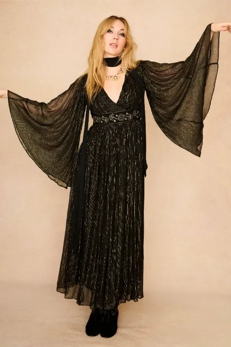 Night Moves Black Lurex Maxi Dress