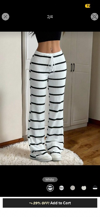 SHEIN EZwear Women's Casual Ribbed Ribbed Drawstring Waist Pants, For Spring/Autumn