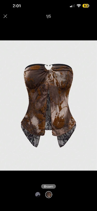 Hippie Women Y2K Subculture Flocked Patchwork Lace Splice 2 In 1 Top