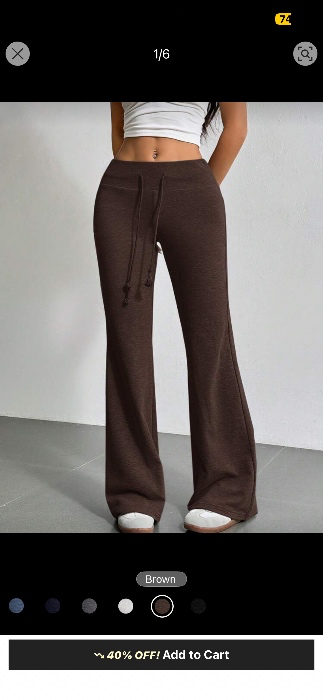 SHEIN EZwear Drawstring Waist Flare Leg Sweatpants