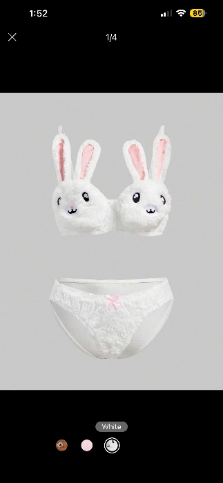 Kawaii Cute Bunny Embroidery Plush Lace Bow Wireless Bra Set