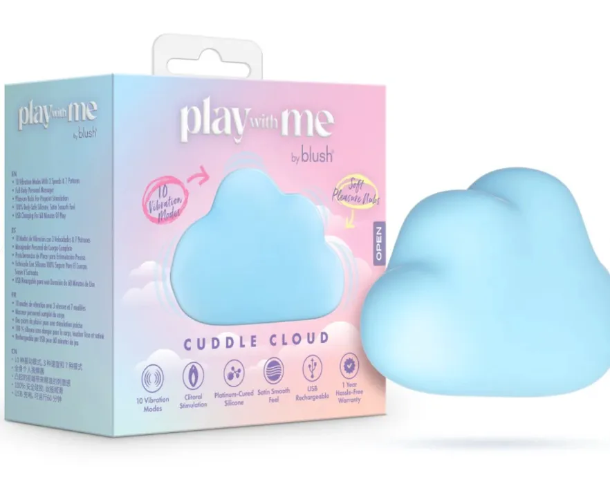 Play With Me By Blush® | Cuddle Cloud Handheld Silicone Vibe With Sensual Pleasure Nubs – USB Rechargeable – In Blue | Default Title