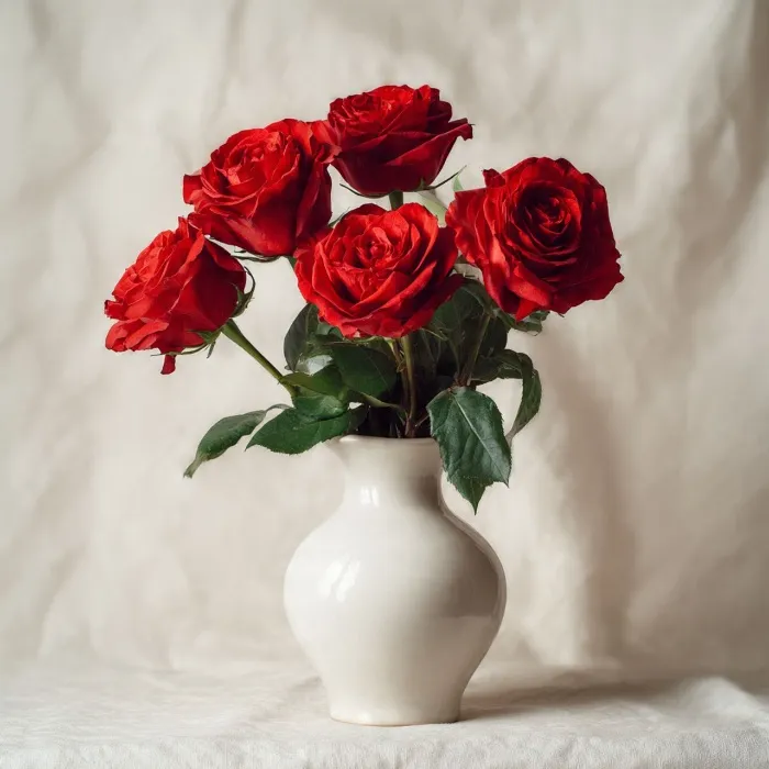 1/2 Dozen Roses and Vase