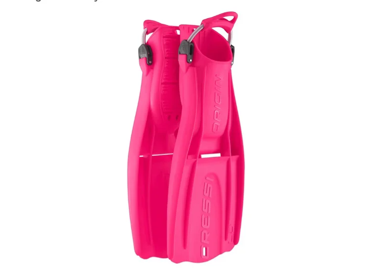 Cressi Scuba Diving Open Heel Adjustable Fins - Excellent Thrust and Maneuverability - Designed for Diving Boots - Origin LD: Designed in Italy - Pink - Small-Medium